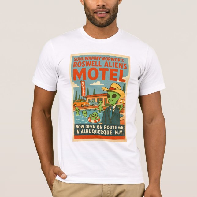 Roswell Aliens Motel Retro 1950's Route 66 T-Shirt (Front)