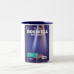 Roswell Extraterrestrial Highway travel poster Two-Tone Coffee Mug