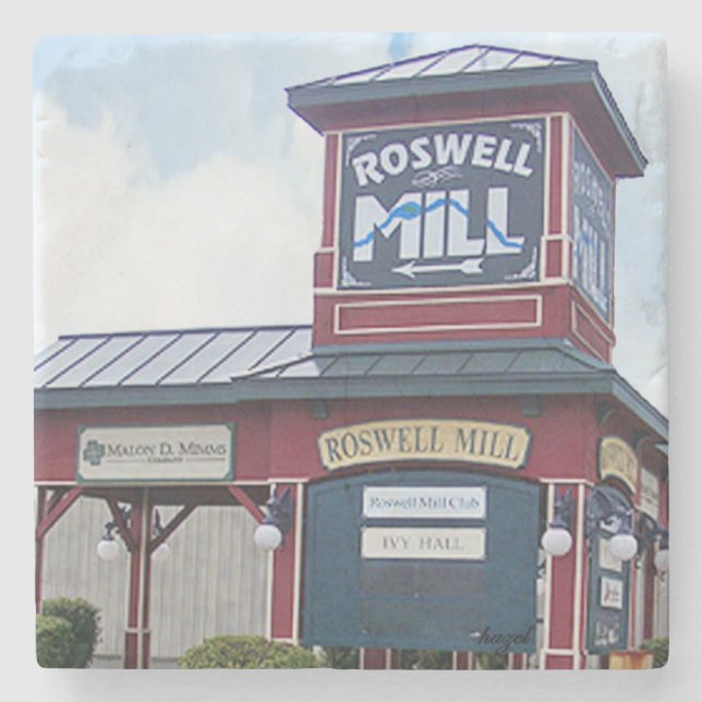 Roswell Mill Sign, Roswell Georgia, Stone Coaster (Front)