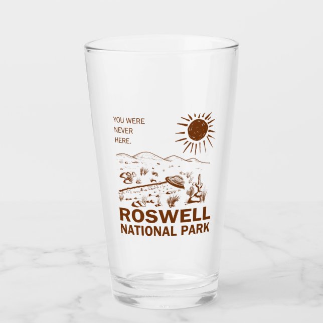 Roswell National Park UFO Flying Saucer Aliens Glass (Front)