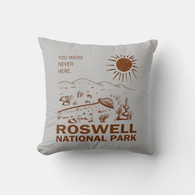 Roswell National Park UFO Flying Saucer Aliens T-S Cushion (Front)