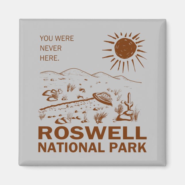 Roswell National Park UFO Flying Saucer Aliens T-S Magnet (Front)