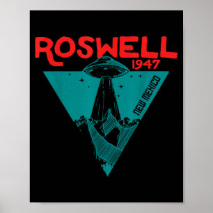 Roswell New Mexico 1947 Ufo Beam Flying Road Vinta Poster