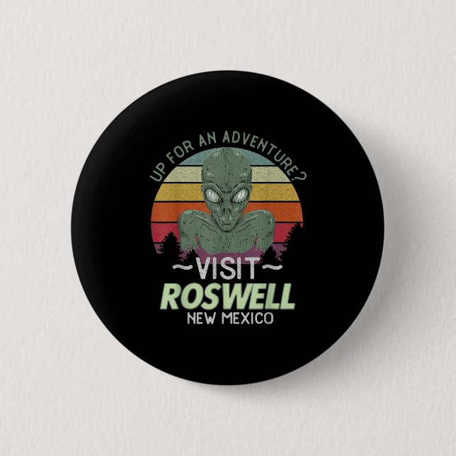 Roswell New Mexico Alien Head Funny Souvenir Quote 6 Cm Round Badge (Front)