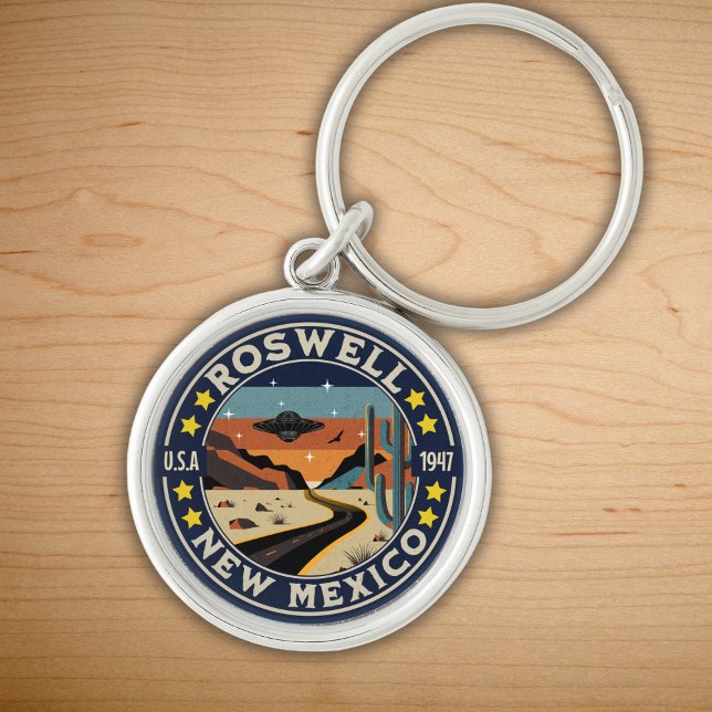 Roswell New Mexico Historic UFO View Key Ring (Creator Uploaded)