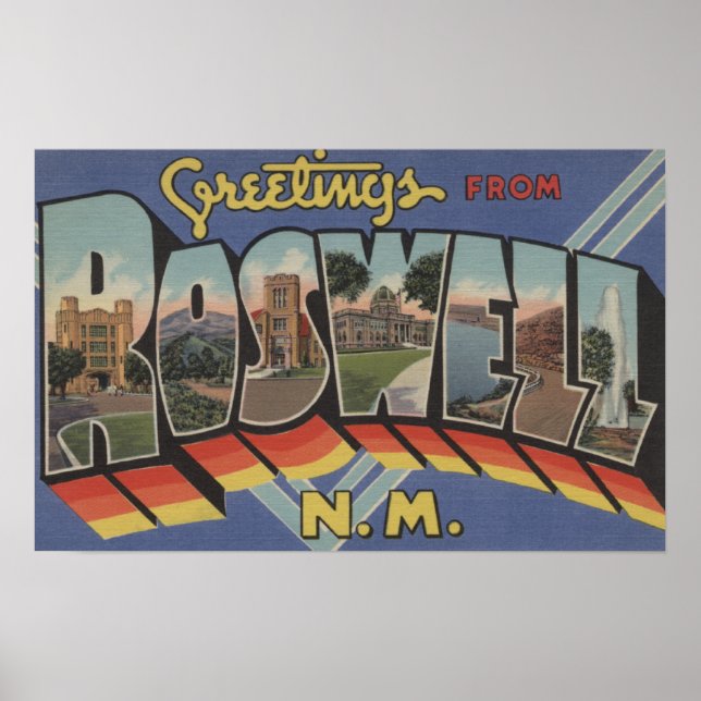 Roswell, New Mexico - Large Letter Scenes Poster (Front)