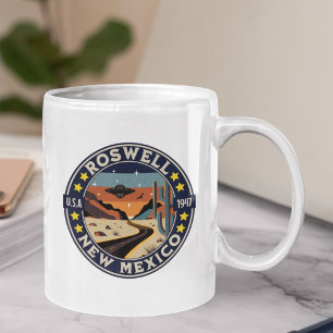 Roswell New Mexico Nostalgic UFO Backdrop Coffee Mug
