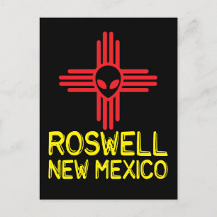 Roswell New Mexico Zia Alien Head Postcard