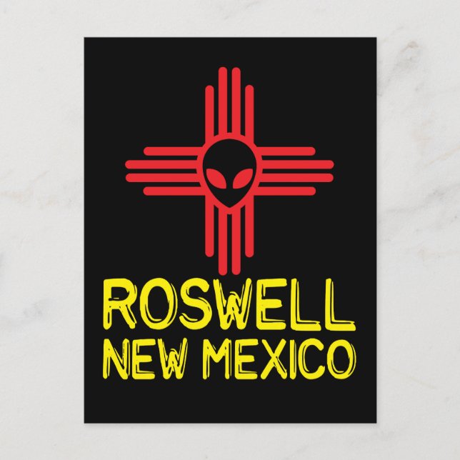 Roswell New Mexico Zia Alien Head Postcard (Front)