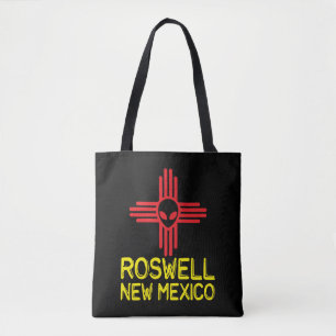 Roswell New Mexico Zia Alien Head Tote Bag
