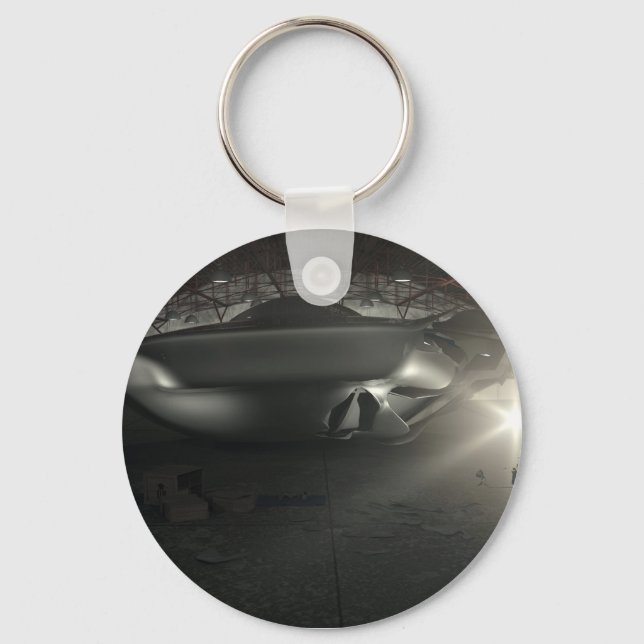 Roswell UFO Hangar Keychain (Front)