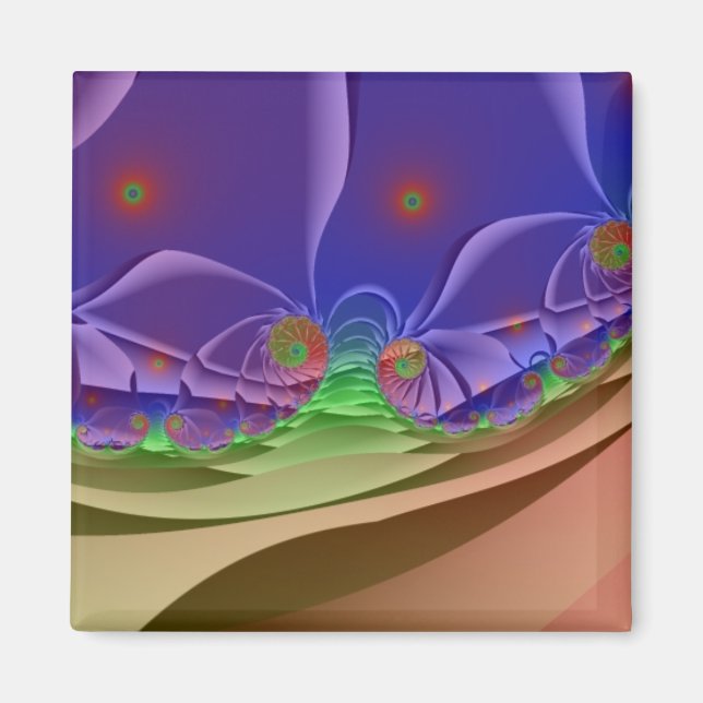 Roswellian Landscape | Rainbow Fractal Art Magnet (Front)