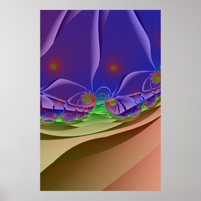 Roswellian Landscape | Rainbow Fractal Art Poster (Front)