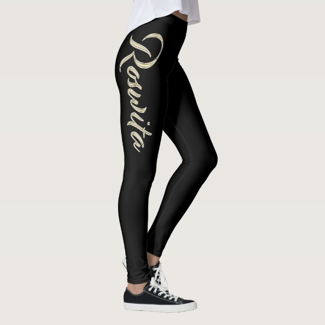 Roswita white gold Handwriting trousers Leggings (Right)
