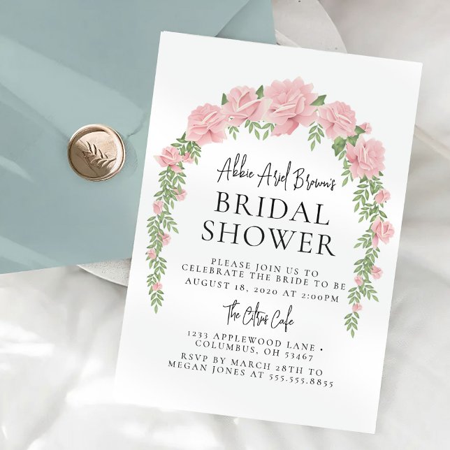 Rosy Arch Minimal Bridal Shower Invitation (Creator Uploaded)