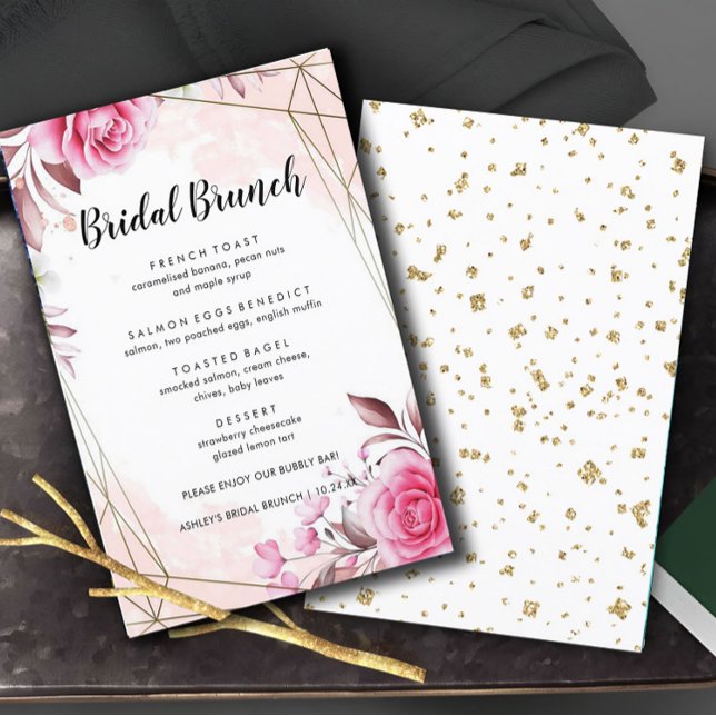 Rosy Blush Floral Bridal Brunch Menu (Creator Uploaded)
