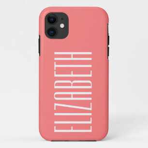 Rosy Blush Solid Colour   Minimalist Name iPhone 11 Case