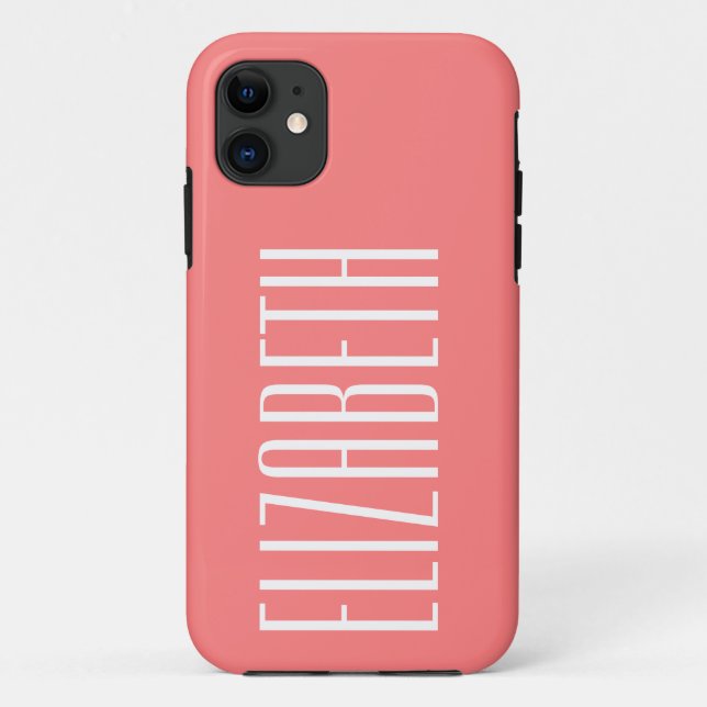 Rosy Blush Solid Colour | Minimalist Name Case-Mate iPhone Case (Back)