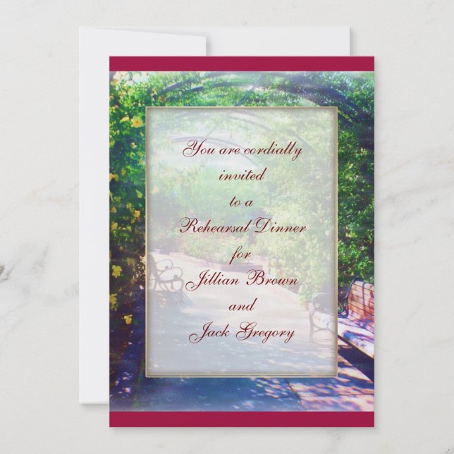 Rosy Bower WEDDING Rehearsal Dinner Invitation (Front)