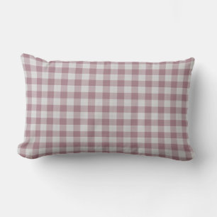 Rosy Brown Checkered plaid Lumbar Cushion