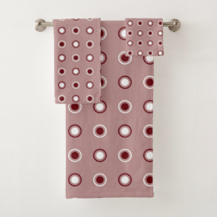 Rosy brown, Rosewood and white Bath Towel Set