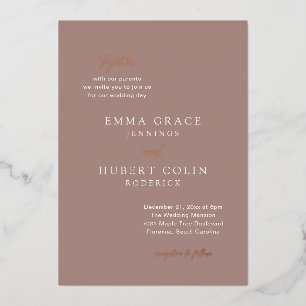 Rosy Brown Typographic Modern Elegant Wedding
