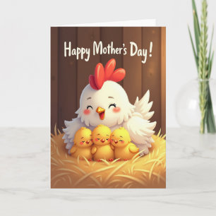 Rosy Cheeked Hen Mothers Day Card