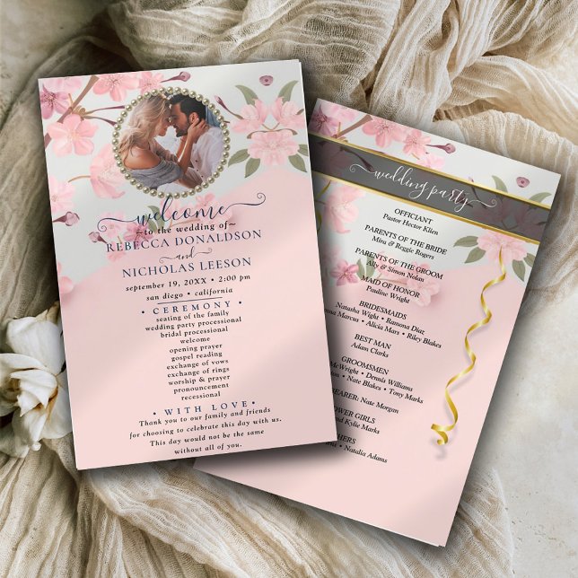 Rosy Chic Photo Custom Wedding Program (Creator Uploaded)