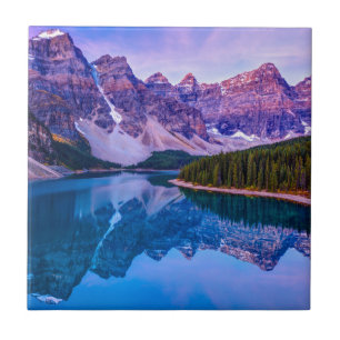 Rosy Clouds Before Sunrise at Moraine Lake Ceramic Tile