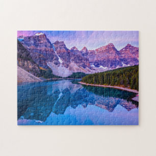 Rosy Clouds Before Sunrise at Moraine Lake Jigsaw Puzzle