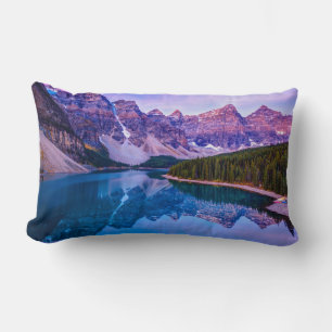 Rosy Clouds Before Sunrise at Moraine Lake Lumbar Cushion