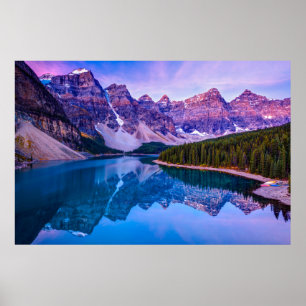 Rosy Clouds Before Sunrise at Moraine Lake Poster