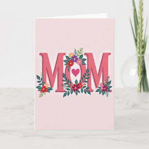 Rosy Coral Mum Lettering Card
