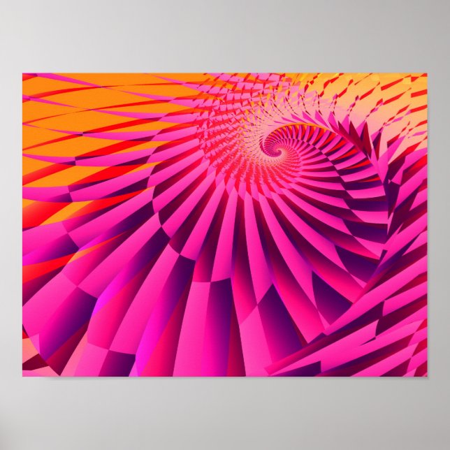 Rosy Dawn Abstract Modern Fractal Art Poster (Front)