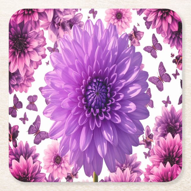 Rosy Floral Coaster – Pink Flower Drink Mat (Front)