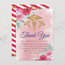 Rosy Floral Doctor | Nurse Thank You Card