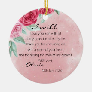 Rosy Floral Mother of The Groom Bride Wedding Ceramic Ornament
