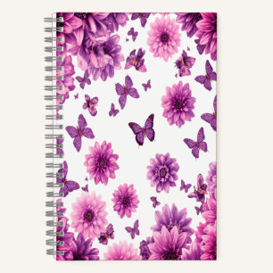 Rosy Floral Notebook  Pink Flower Journal 