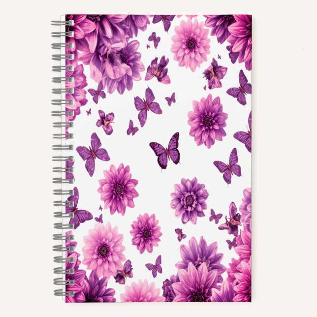 Rosy Floral Notebook  Pink Flower Journal  (Front)