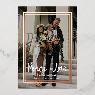 Rosy Frame Christmas Foil Holiday Card