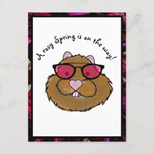 Rosy Glasses Optimistic Groundhog Holiday Postcard