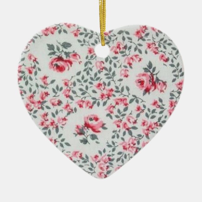 Rosy Heart Ceramic Ornament (Front)