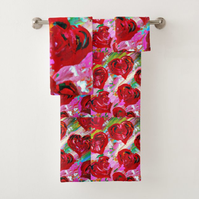 Rosy Hearts Bath Towel Set (Insitu)