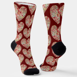 Rosy Hearts of Love Socks