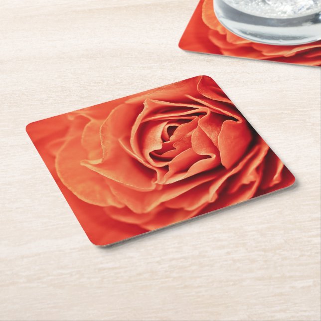 rosy living square paper coaster (Angled)