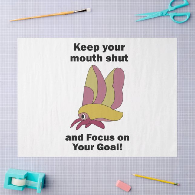 Rosy Maple Moth Keeping Mouth Shut Focus On Goals Tissue Paper (Craft)