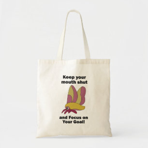 Rosy Maple Moth Keeping Mouth Shut Focus On Goals Tote Bag