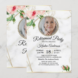 Rosy Marble Luxury Retirement Party Invitation
