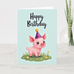 Rosy Piglet Birthday Card