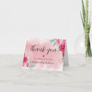 Rosy Pink Blush Minimal Script Bridal Shower Thank You Card